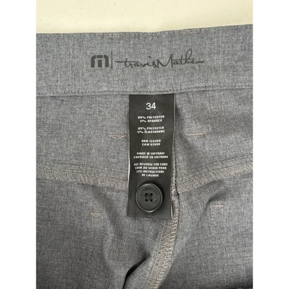 Travis Mathew Mens Golf Pants 34x32‎ Performance Heathered Gray Chino Stretch - Picture 7 of 13